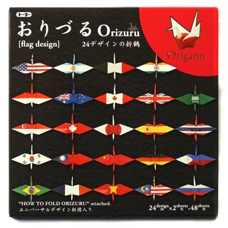 Kranich Origami Flaggen-Design 15 cm, mit Anleitung Kranich
