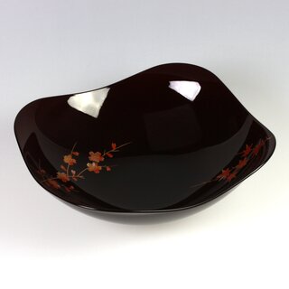 Lackschale Kaga Shunjyu 24 x 24 cm, Tamari-Lackierung, handbemalt