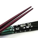 Essstäbchen Paar-Set Kirschblüte grün-brombeer