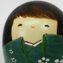 Kokeshi  Shiawase grün-gold 17 cm hoch