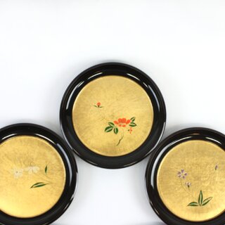 5 Lackteller mit Blattgoldauflage 16 cm  �