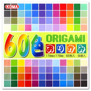 KOMA Origamipapier uni, 60 Farben