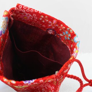 Kleiner Stoffbeutel Chirimen, rot