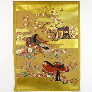 Washi-Bildbogen Hofdamen mit Riksha 66 x 49 cm