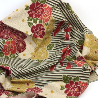 Meterware Retroflower rostrot-gelb, 100 cm