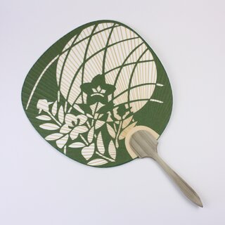 Blattf�cher Uchiwa Kikyo gr�n, 37,5 x 24 cm