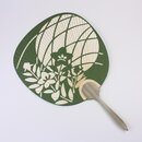 Blattfächer Uchiwa Kikyo grün, 37,5 x 24 cm