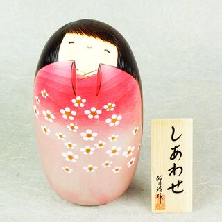Kokeshi Shiawase rosa-silber 17 cm