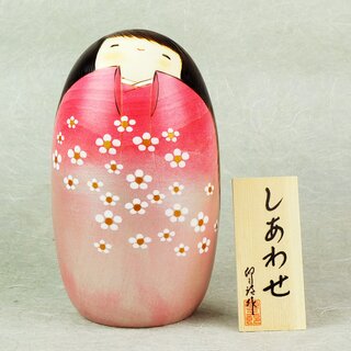 Kokeshi Shiawase rosa-silber 17 cm