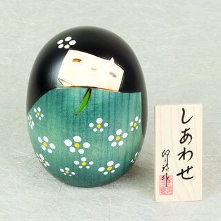 Kokeshi Shiawase, grün, 9 cm hoch