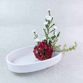 Ikebanaschale mit Fu�, wei�, 32 x 18 x 8 cm<