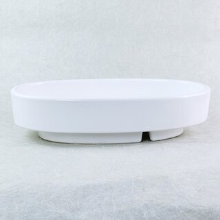Ikebanaschale mit Fu�, wei�, 32 x 18 x 8 cm<