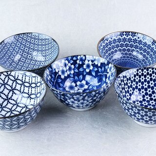 Reisschalen Set Blue & White, 5 St�ck, 11,8 cm �