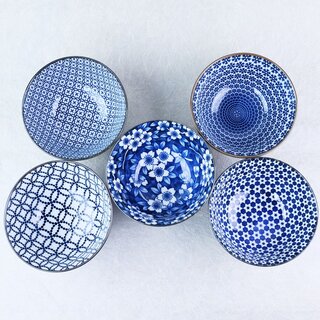 Reisschalen Set Blue & White, 5 St�ck, 11,8 cm �