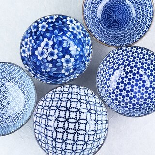 Sch�ssel Set Blue & White, 5 St�ck, 13,3 cm �