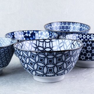 Sch�ssel Set Blue & White, 5 St�ck, 13,3 cm �