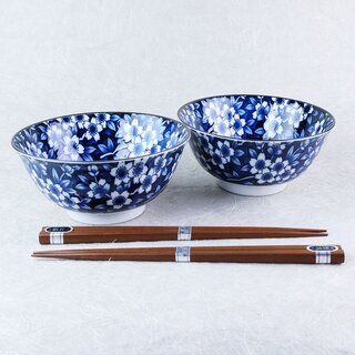 Sch�ssel Duo Blue & White mit Essst�bchen, 15,2 cm �