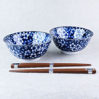 Schüssel Duo Blue & White mit Essstäbchen, 15,2 cm Ø