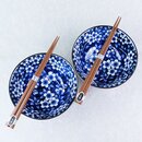 Schüssel Duo Blue & White mit Essstäbchen,...