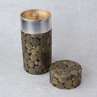 Teedose Kiku schwarz-gold, 100 g, mit Metalldeckel