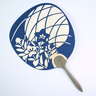 Blattf�cher Uchiwa Kikyo blau, 37,5 x 24 cm
