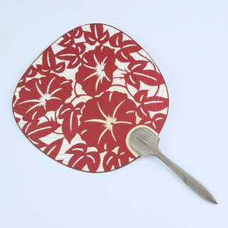 Blattf�cher Uchiwa Asagao rot, 37,5 x 24 cm
