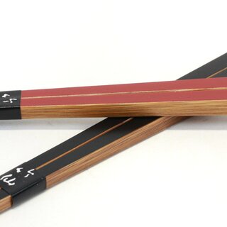 Essstäbchen Paar-Set Bambus rot-schwarz