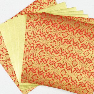 Double Color Metallic Ornament Gold-Rot 24 cm, 5 Blatt