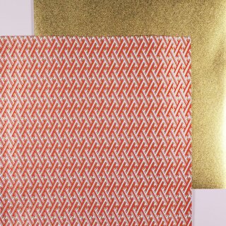 Double Color Washi Takumi Sayagata rot-gold 15 x 15 cm, 5 Blatt