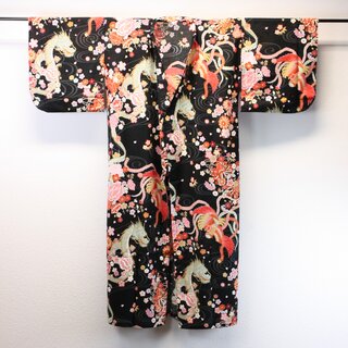 Kimono - Yukata Dragon & Phönix schwarz
