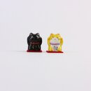 Manekineko Pärchen, schwarz & gelb