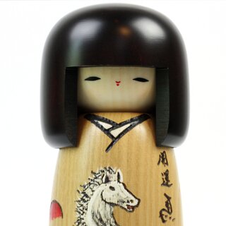 Kokeshi zum Jahr des Pferds, 19 cm hoch