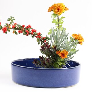 Ikebanaschale 28 cm, Basisschale dunkelblau
