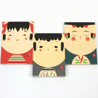 Notizblock 3er Set Kokeshi, 10,5 cm 7,5 cm