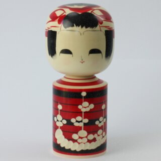 Kokeshi Ume rot - Pflaumenblüten, 17,5 cm