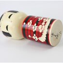 Kokeshi Ume rot - Pflaumenblüten, 17,5 cm