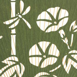 Blattf�cher Uchiwa Trichterwinde & Libellen gr�n, 37,5 x 24 cm