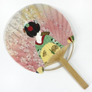 Blattf�cher Uchiwa Maiko mit Kirschbl�ten, 26 x 17,5 cm