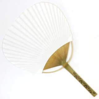 Blattf�cher Uchiwa wei� - zum bemalen & dekorieren, 37 x 24 cm