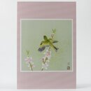 Grußkarte Vogel & Blüten, Doppelkarte mit Umschlag