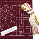 Sashiko Stickerei-Set 5 Untersetzer rot, mit Garn & Nadel