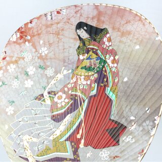 Blattf�cher Uchiwa Hofdame im zeremoniellen Kimono