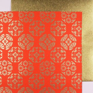 Double Color Washi Takumi Kessho rot-gold 15 cm, 5 Blatt