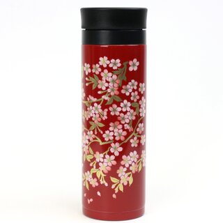 Mug Bottle Kirschblüten, rot