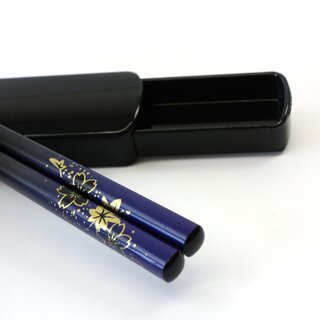 Essst�bchen mit Case Hana Yuzen blau, St�bchen mit Transportbeh�lter