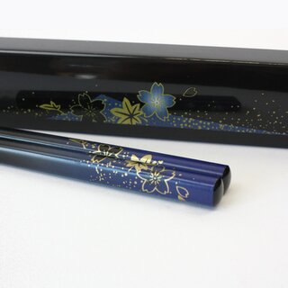 Essst�bchen mit Case Hana Yuzen blau, St�bchen mit Transportbeh�lter