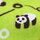 Handtuchset mit Waschlappen, Panda, grün