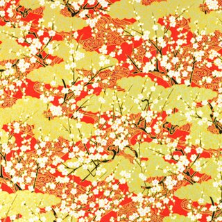 Washibogen Pflaumenblüten rot-gold