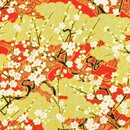Washibogen Pflaumenblüten rot-gold