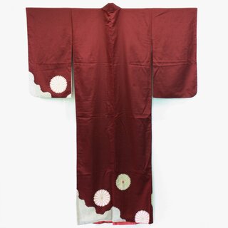 Kimono Chrysantheme, dunkelrot, second-hand